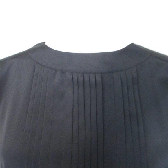Dana Ashley Black Pleated Front Long Sleeve Blouse Size 14 - Picture 9 of 13